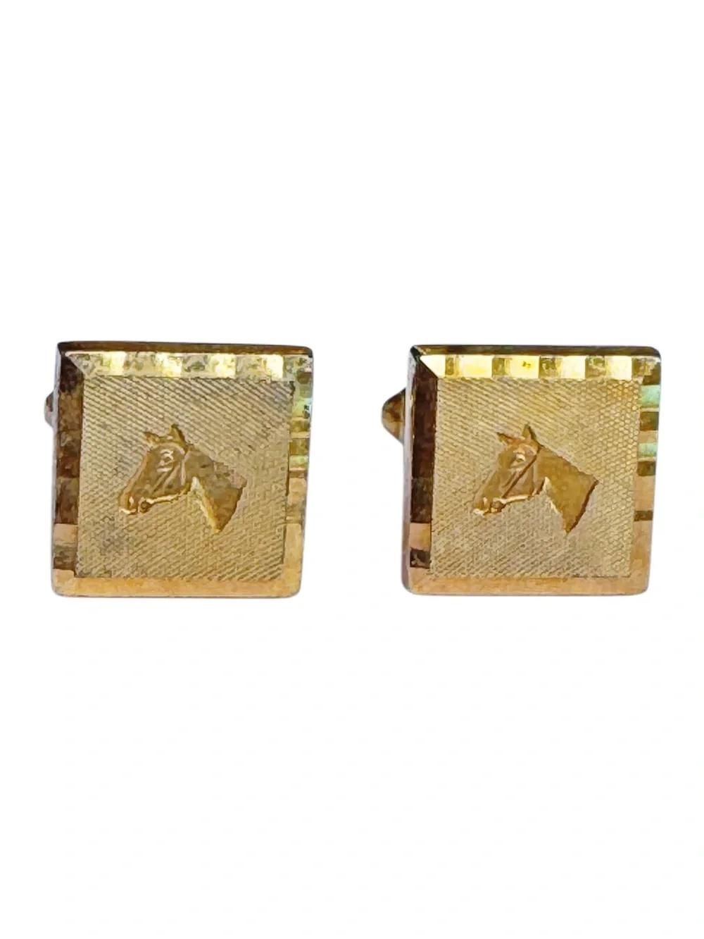 VTG- Mid-Century Modern Gold Equestrian Horse Head Cufflinks - Rare Men’sVintag